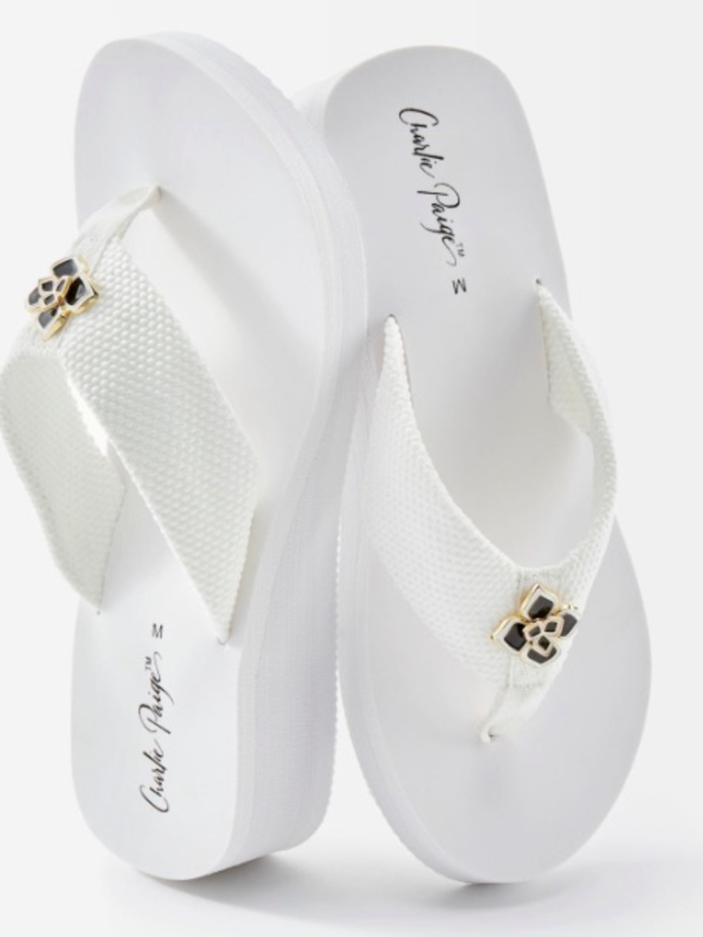 wide strap flower detail flip flop